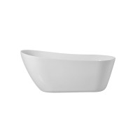67 Inch Soaking Single Slipper Bathtub In Glossy White