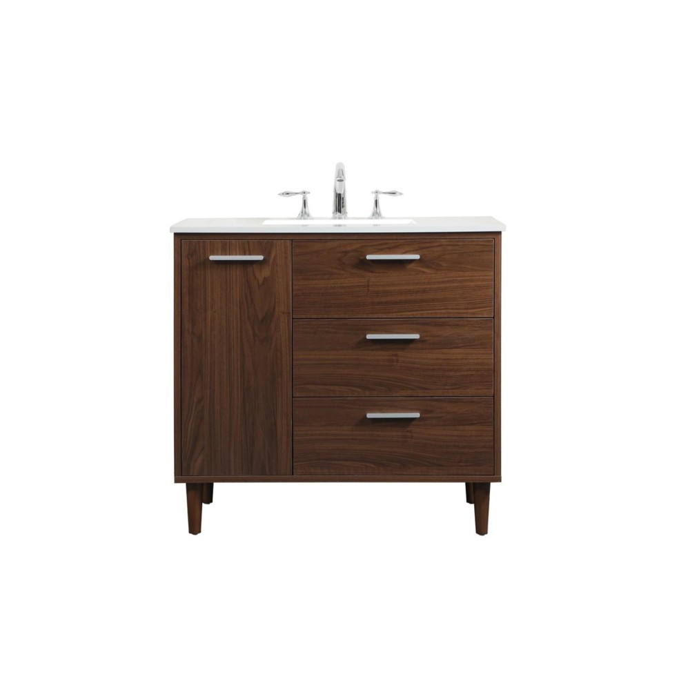 36 Inch Bathroom Vanity In Walnut