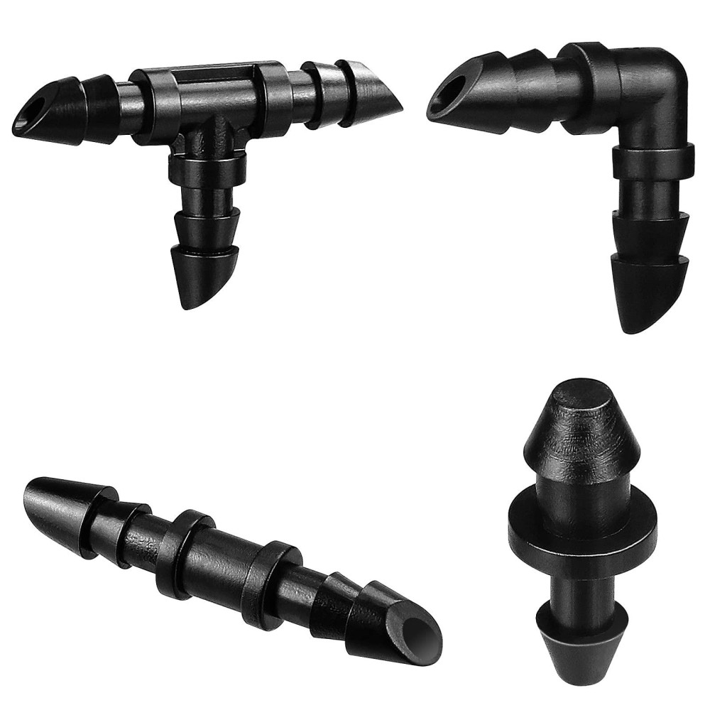 Imopo 120 Pack Drip Irrigation Fittings Kit Barbed Connectors For 14 Tubing Includes 50 Couplings 40 Tees 20 Elbows And 10