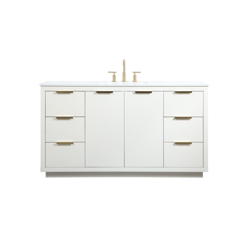 60 Inch Single Bathroom Vanity In White