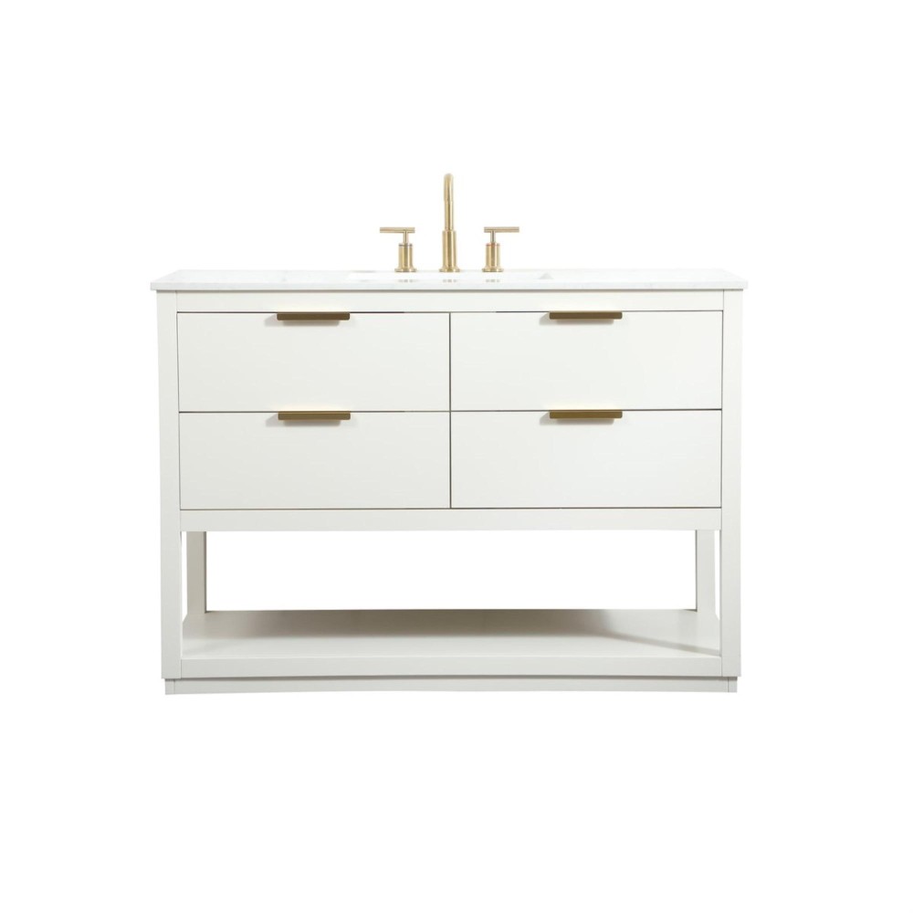 48 Inch Single Bathroom Vanity In White