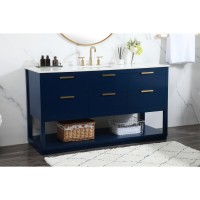 60 Inch Single Bathroom Vanity In Blue