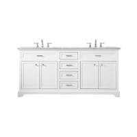 72 Inch Double Bathroom Vanity In White