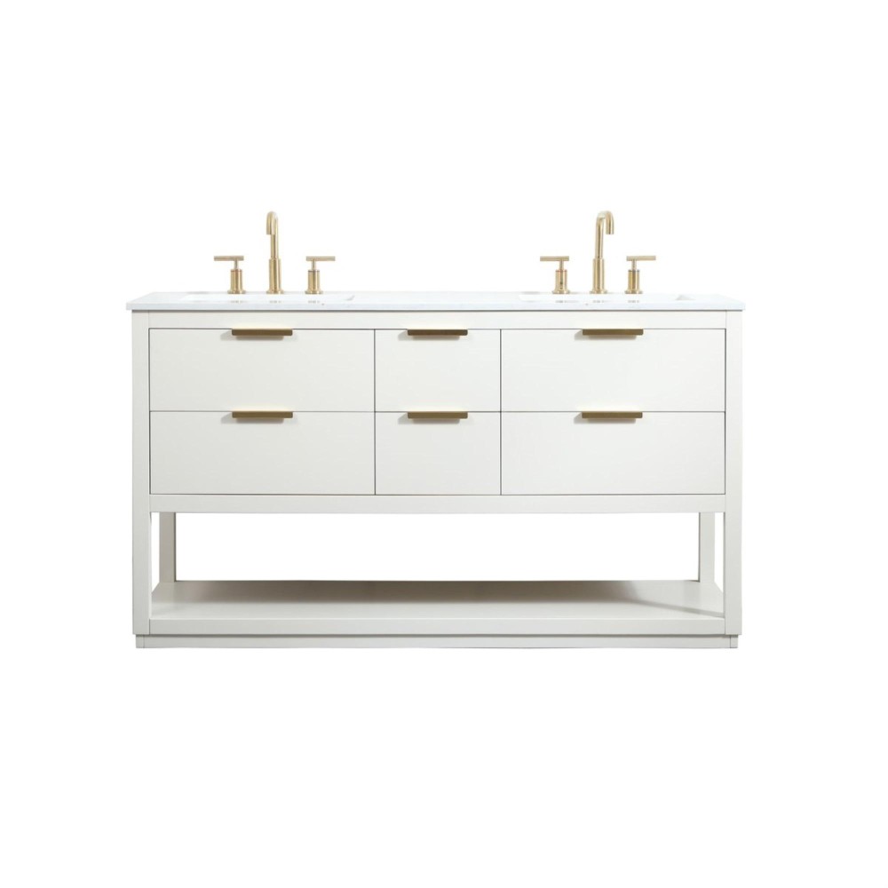 60 Inch Single Bathroom Vanity In White