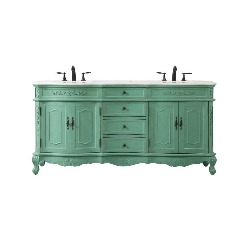 72 Inch Double Bathroom Vanity In Vintage Mint