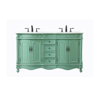 60 Inch Double Bathroom Vanity In Vintage Mint