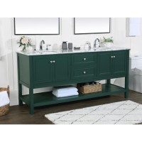 72 Inch Double Bathroom Vanity In Green