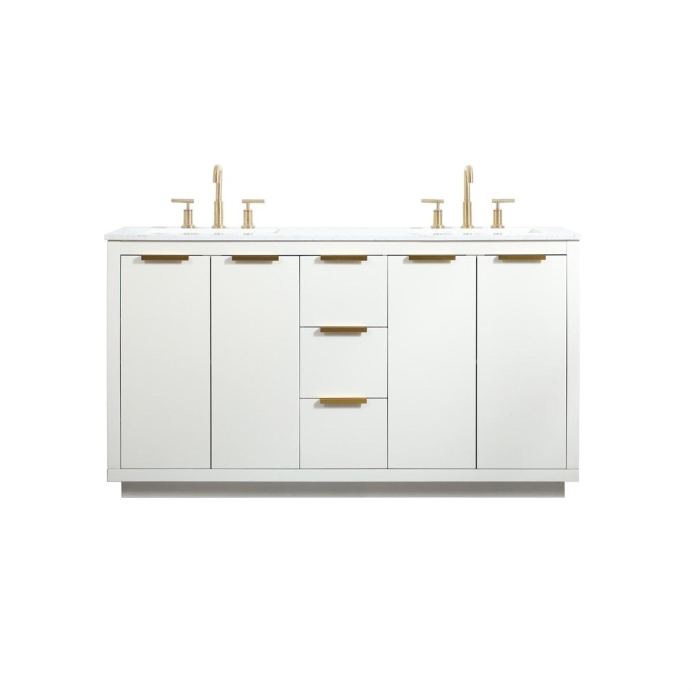 60 Inch Double Bathroom Vanity In White