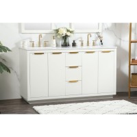 60 Inch Double Bathroom Vanity In White