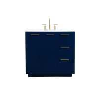 36 Inch Single Bathroom Vanity In Blue