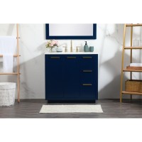 36 Inch Single Bathroom Vanity In Blue