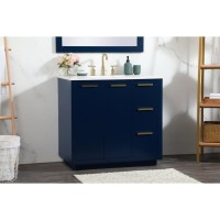 36 Inch Single Bathroom Vanity In Blue