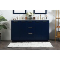 60 Inch Double Bathroom Vanity In Blue