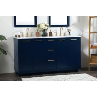 60 Inch Double Bathroom Vanity In Blue