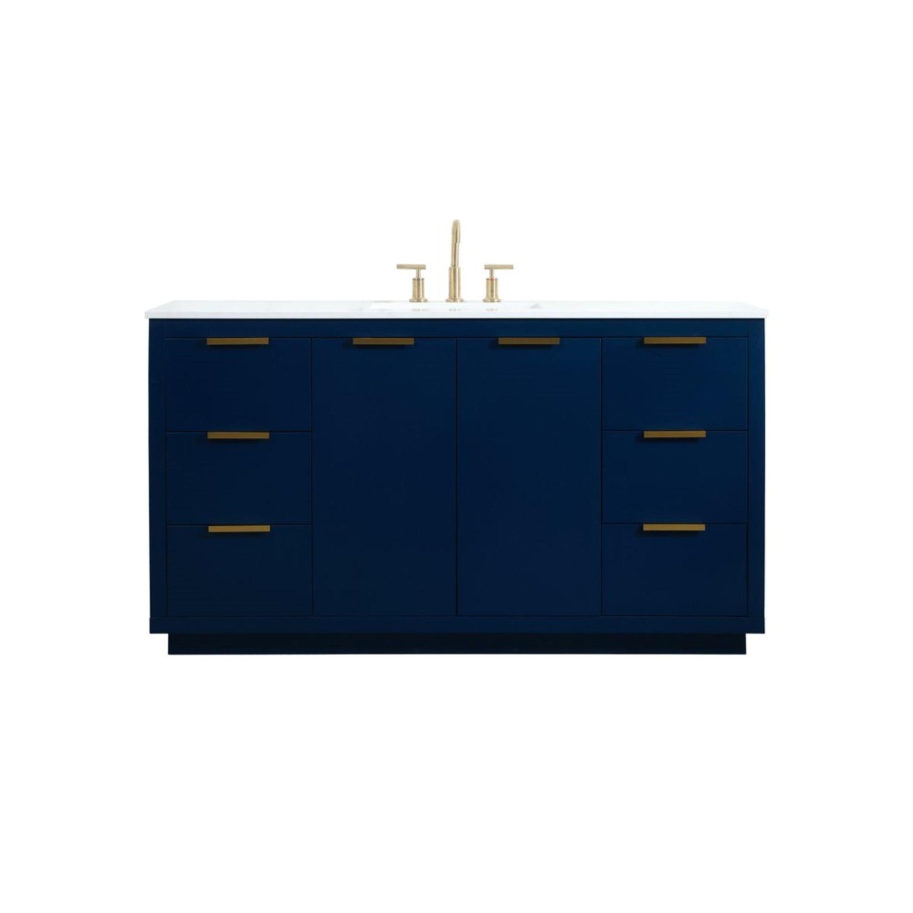 60 Inch Single Bathroom Vanity In Blue