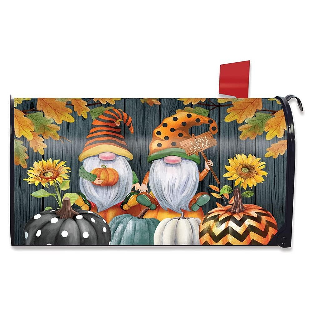 Briarwood Lane Fall Gnomes Humor Magnetic Mailbox Cover Autumn Patterned Pumpkins Standard