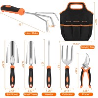 Garden Tool Set  Chryztal Stainless Steel Heavy Duty Gardening Tool Set  With Non-Slip Rubber Grip  Storage Tote Bag  Outdoor Hand Tools  Ideal Garden Tool Kit Gifts For Women And Men