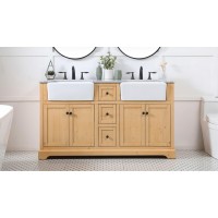 60 Inch Double Bathroom Vanity In Natural Wood