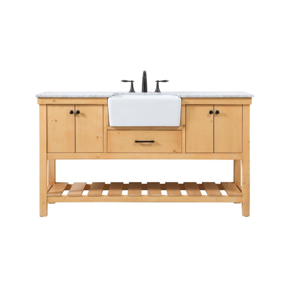 60 Inch Single Bathroom Vanity In Natural Wood