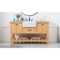 60 Inch Single Bathroom Vanity In Natural Wood