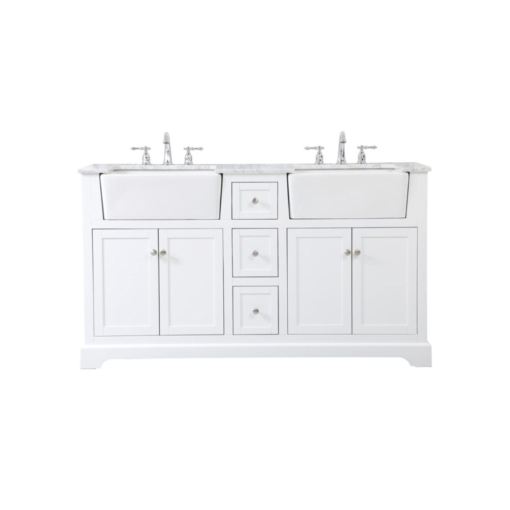 60 Inch Double Bathroom Vanity In White