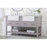 60 Inch Double Bathroom Vanity In Grey