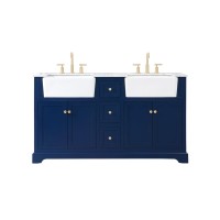 60 Inch Double Bathroom Vanity In Blue