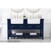 60 Inch Double Bathroom Vanity In Blue