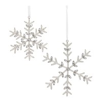 Jeweled Metal Snowflake Ornament Set Of 12