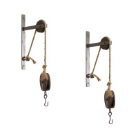 Pulley Mounted Bracket Candle Holder Set Of 2