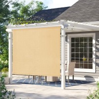 Amagenix Outdoor Roller Shades 8W X 6H Exterior Cordless Patio Shades Roll Up Outdoor Blinds For Porch Gazebo Sesame