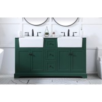 60 Inch Double Bathroom Vanity In Green