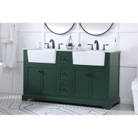 60 Inch Double Bathroom Vanity In Green