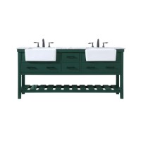 72 Inch Double Bathroom Vanity In Green