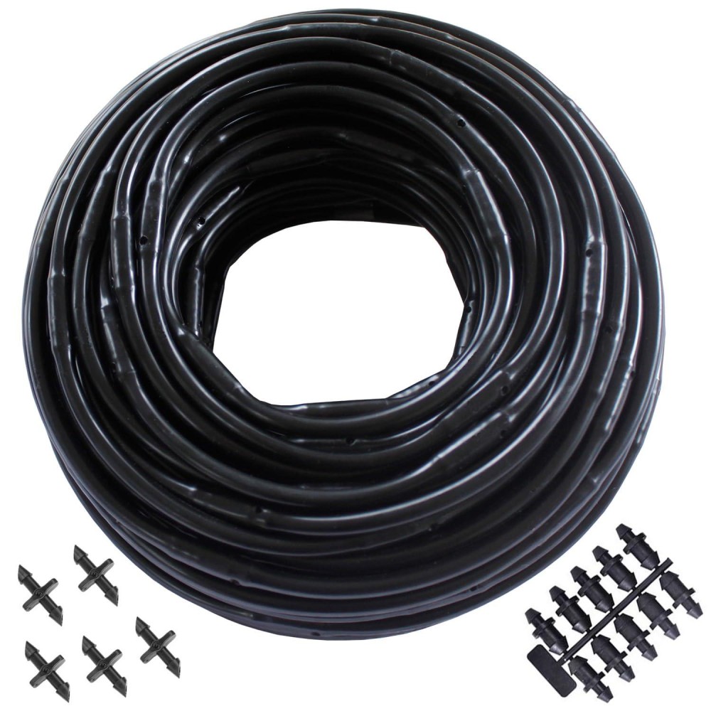 Habitech 14 Irrigation Dripline Tubing 100 Ft Roll 6 Emitter Spacing 14 Drip Irrigation Fittings Included