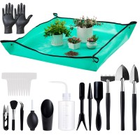 Melphoe 25Pcs Mini Garden Hand Transplanting Succulent Tools Set 394 Thickened Repotting Mat Plant Tag Miniature Planting