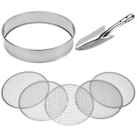 Soil Sieve Stainless Steel Riddle Sieve Set Garden Potting Sieve 12 Diameter With 5 Filter Mesh Sizes 3 6 9 10 12Mm And Shov