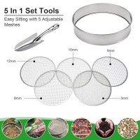 Soil Sieve Stainless Steel Riddle Sieve Set Garden Potting Sieve 12 Diameter With 5 Filter Mesh Sizes 3 6 9 10 12Mm And Shov