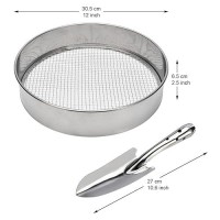 Soil Sieve Stainless Steel Riddle Sieve Set Garden Potting Sieve 12 Diameter With 5 Filter Mesh Sizes 3 6 9 10 12Mm And Shov