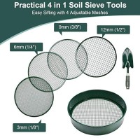 Soil Sieve Garden Riddle Sieve 12 Diameter Fine Mesh Soil Sieve Potting Sieve With 4 Interchangeable Filter Mesh Sizes 3 6 9