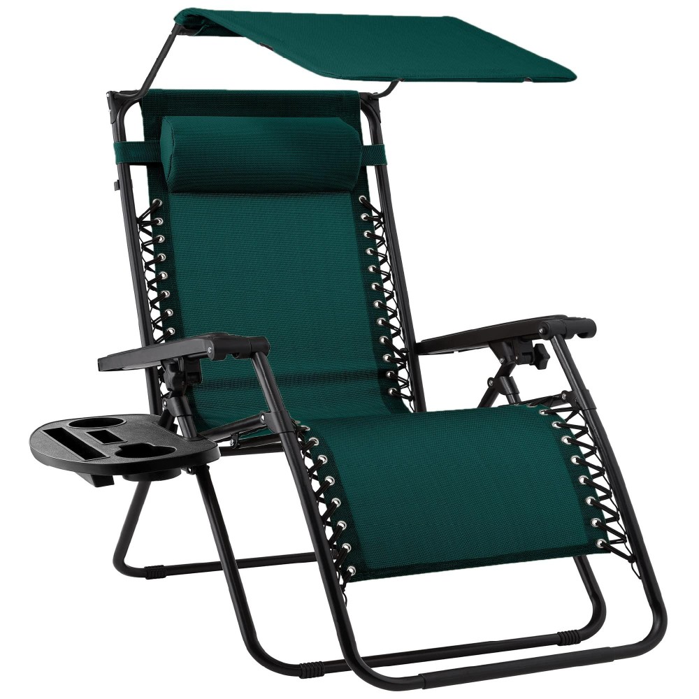 Best Choice Products Folding Zero Gravity Outdoor Recliner Patio Lounge Chair Wadjustable Canopy Shade Headrest Side Accessory