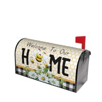 Summer Bee Buffalo Plaid Mailbox Cover Spring Daisy Floral Mailbox Cover Magnetic Standard Size 21 X 18 Farmhouse Rustic Wel