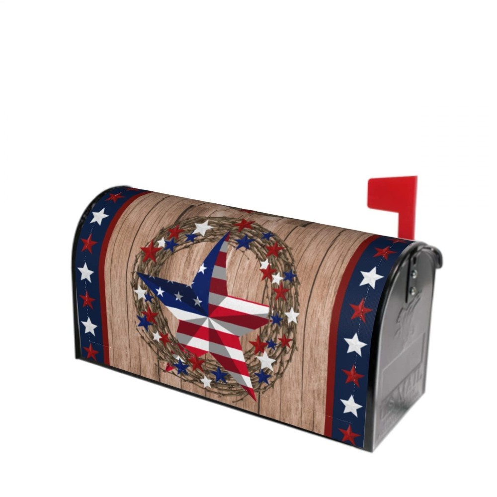 American Flag Star Patriotic Mailbox Cover Magnetic 4Th Of July Independence Day Mailbox Cover Standard Size 21 X 18 In Farmhous