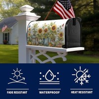 Dacawin Summer Sunflower Mailbox Covers Magnetic Standard Size Yellow Sunflowers Floral Mailbox Post Cover Magnetic Waterproof M