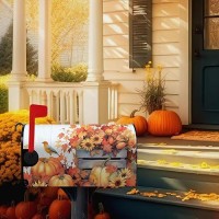 Dacawin Fall Sunflower Mailbox Covers Magnetic Standard Size Autumn Bird Mailbox Cover Maple Leaf Pumpkin Mailbox Post Cover Wat