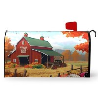 Dacawin Fall Thanksgiving Magnetic Mailbox Cover Barn Autumn Mailbox Wraps Waterproof Pumpkin Maple Leaf Mailbox Post Letter Box Covers Standard Size 21X18 Inches For Home Garden Yard Outside