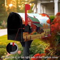 Dacawin Fall Thanksgiving Magnetic Mailbox Cover Barn Autumn Mailbox Wraps Waterproof Pumpkin Maple Leaf Mailbox Post Letter Box Covers Standard Size 21X18 Inches For Home Garden Yard Outside