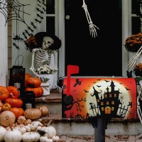 Halloween Mailbox Covers Magnetic Castle Witch Mailbox Cover Mailbox Wraps Post Letter Box Covers Garden Decorations Outdoor 21