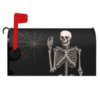 Dacawin Halloween Mailbox Covers Magnetic Human Skeleton Mailbox Cover Mailbox Wraps Post Letter Box Covers Garden Decorations O