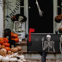 Dacawin Halloween Mailbox Covers Magnetic Human Skeleton Mailbox Cover Mailbox Wraps Post Letter Box Covers Garden Decorations O